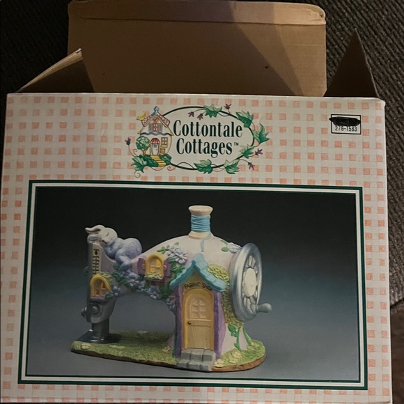 Whimsical Ceramic Sewing Machine with Bunny - Multicolor Cottontale Cottages - Picture 2 of 8